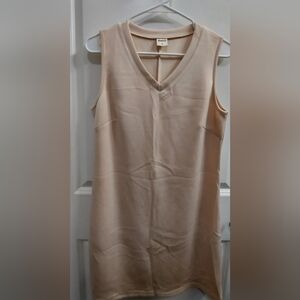 Sleeveless V-Neck Shift Dress in Light Beige